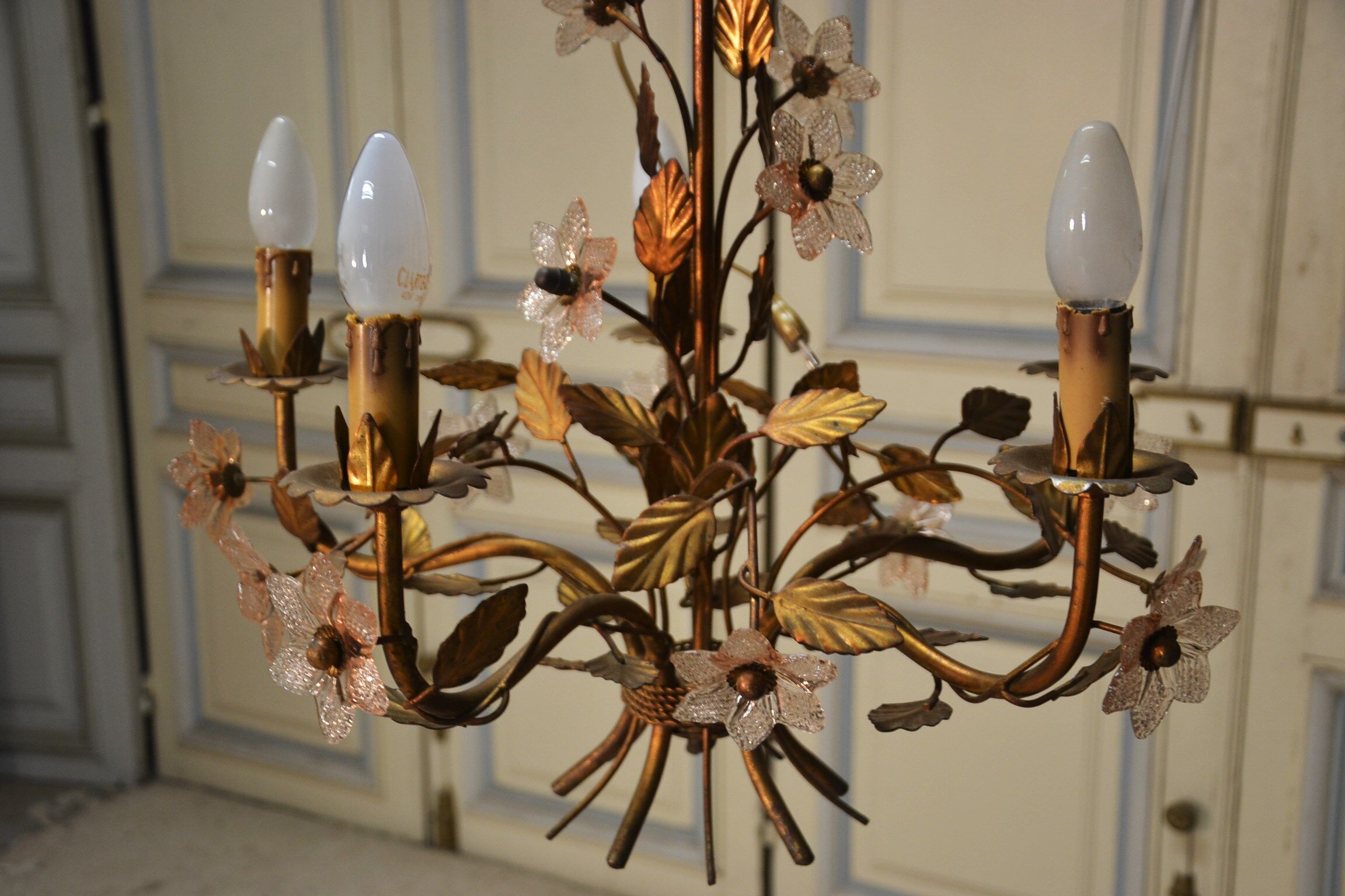 Gilded metal chandelier