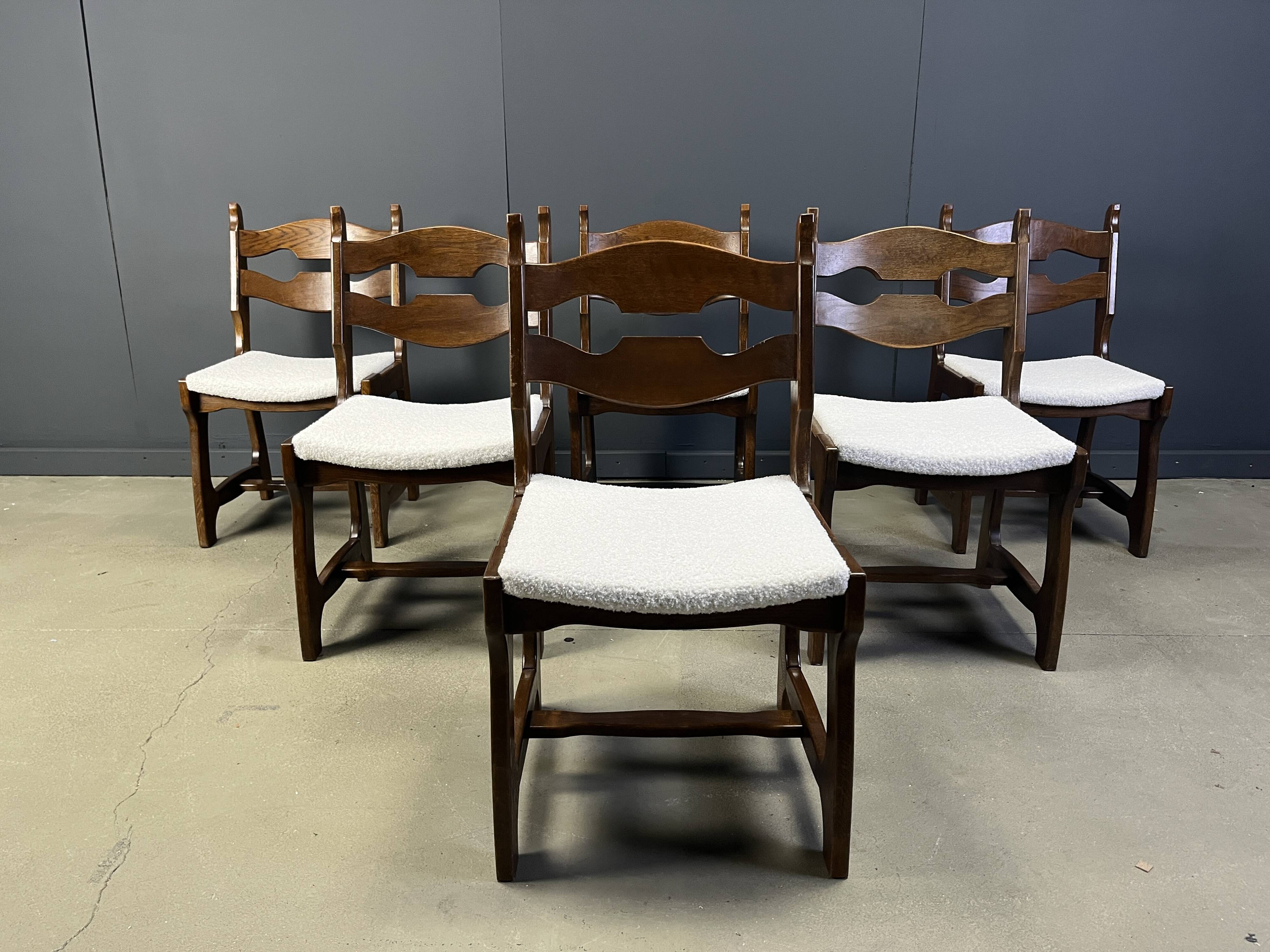 Vintage brutalist dining chairs, set of 6 - 1960s