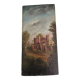 Oil painting on panel romantic landscape ruins late 19th century