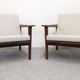 Pair of Scandinavian style armchairs in teak, France circa 1950.