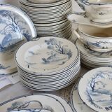 Table service 63 pieces Gien earthenware 19th century Marines model