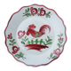 Antique Hand Painted Earthenware Flat Plate - Red Rooster