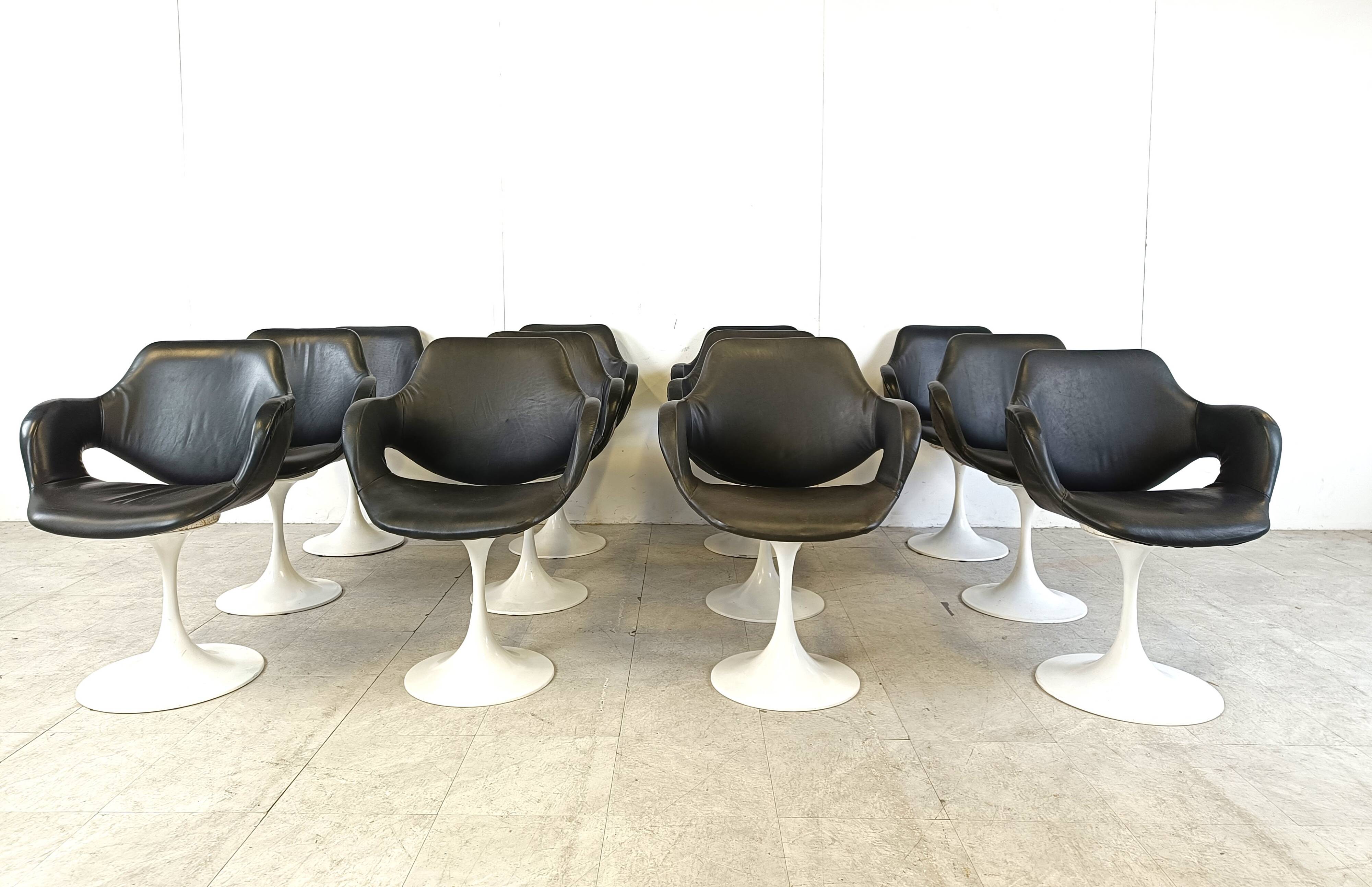 Vintage Euro FV tulip dining chairs set of 12 -  1970s