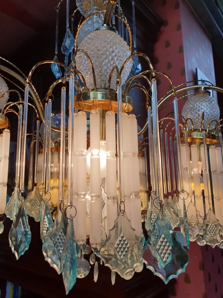 Vintage fountain chandelier glass and plexiglass