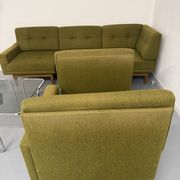 Vintage modular Scandinavian design green fabric corner sofa 1960s