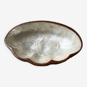 Teak and mother-of-pearl pocket tray