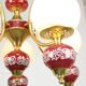 Mid-Century Italian Brass, Opaline & Ceramic Chandelier