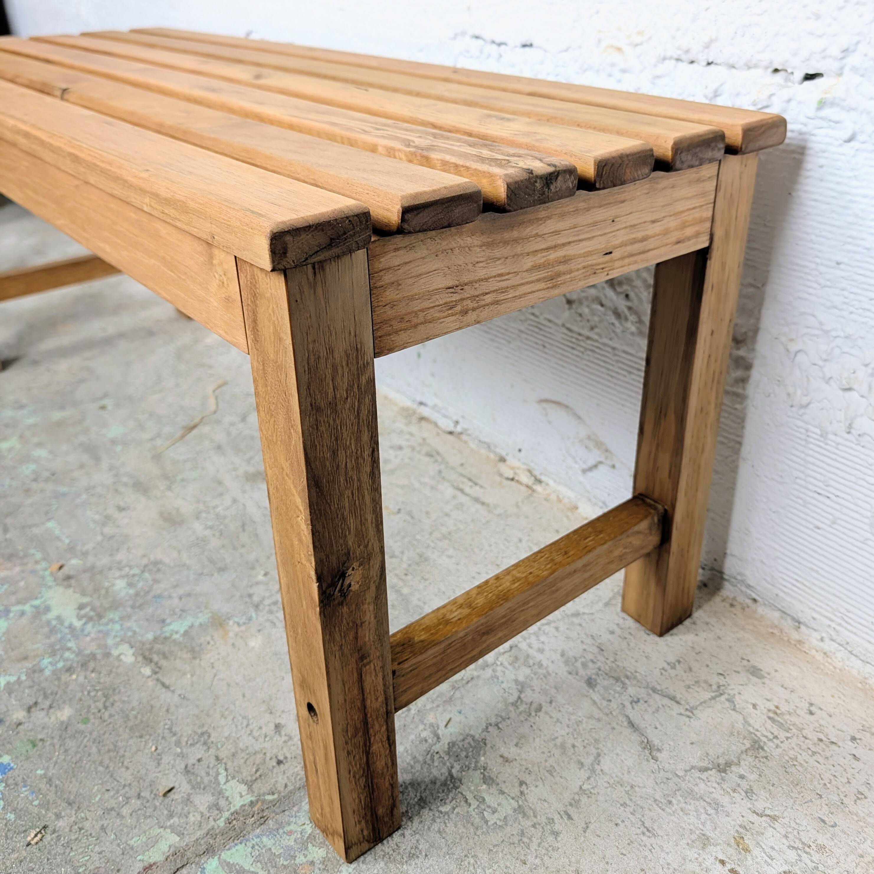 Slatted wooden bench