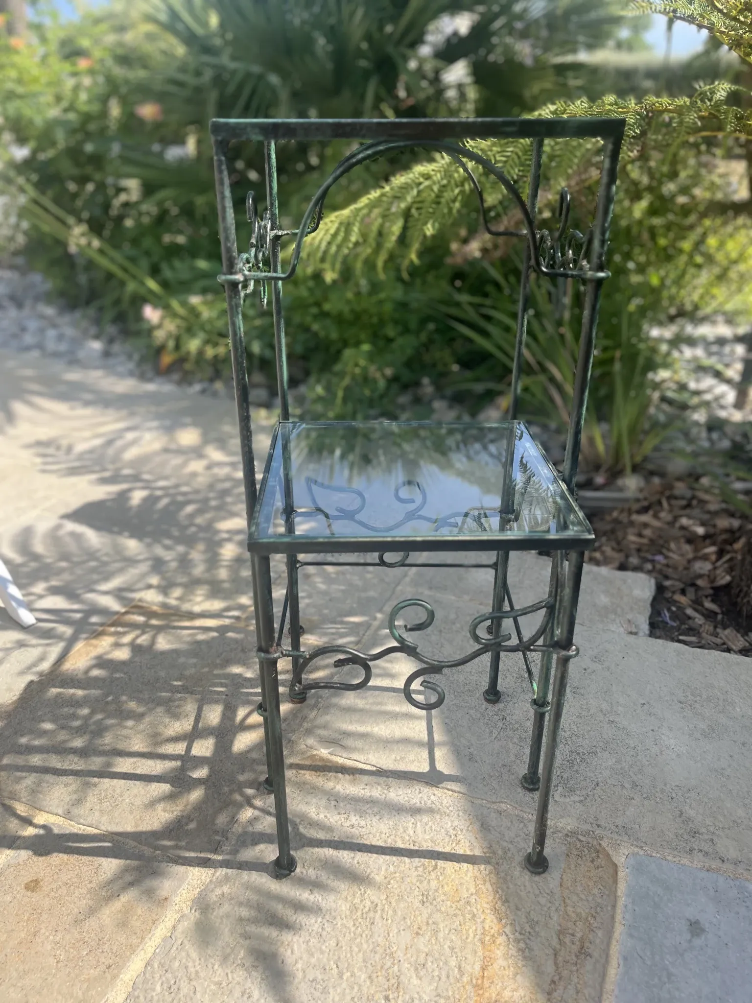 Stands / Nesting tables in patinated wrought iron with antique glass Olivier CORRO