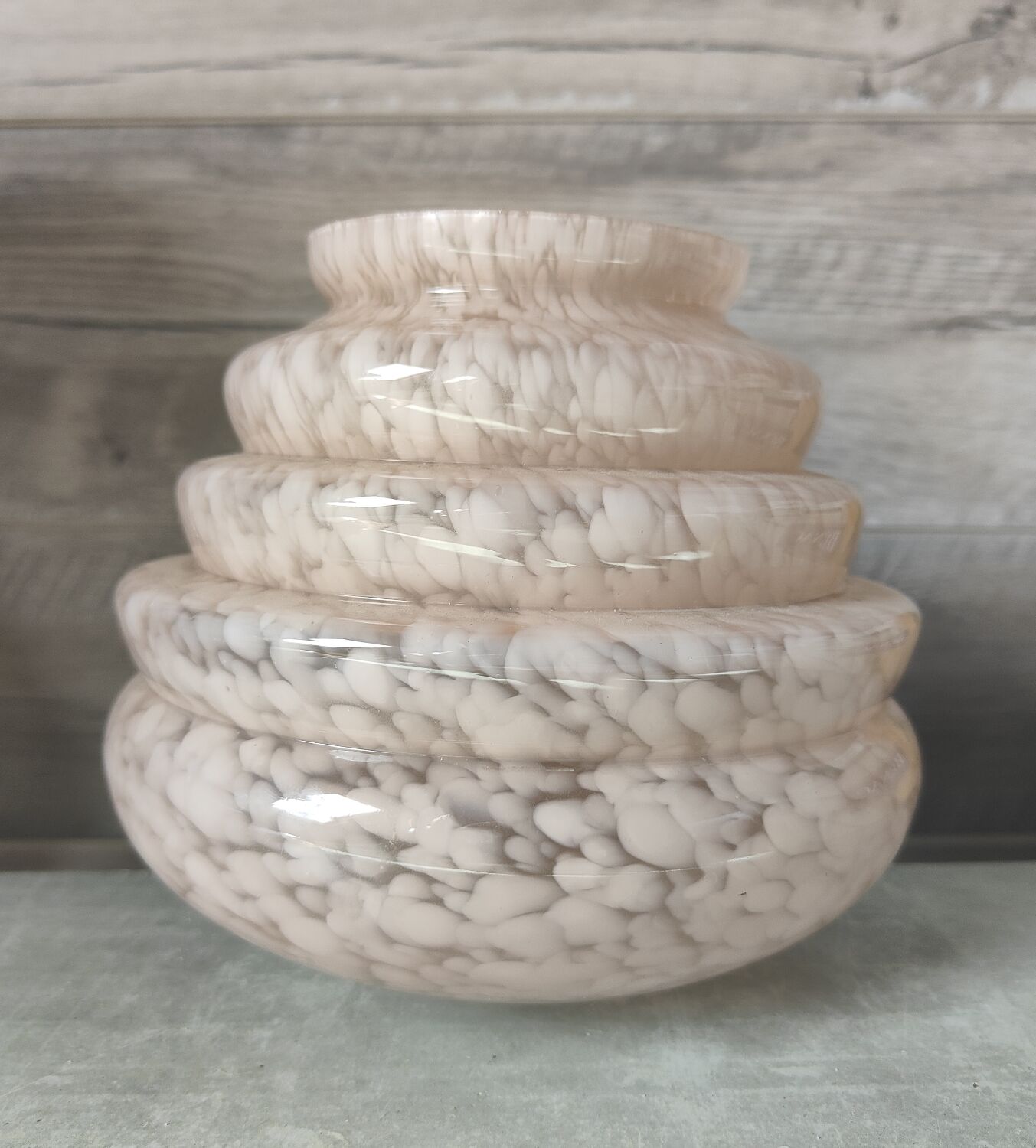 Lamp globe pink speckled glass