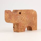Set of 4 rhino sculptures in travertine by Fratelli Mannelli, 1970s