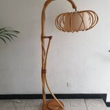 Bamboo floor lamp by Louis Sognot 60's