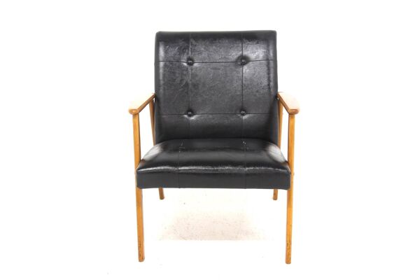 Fauteuil scandinave en skaï ,Suède, 1960