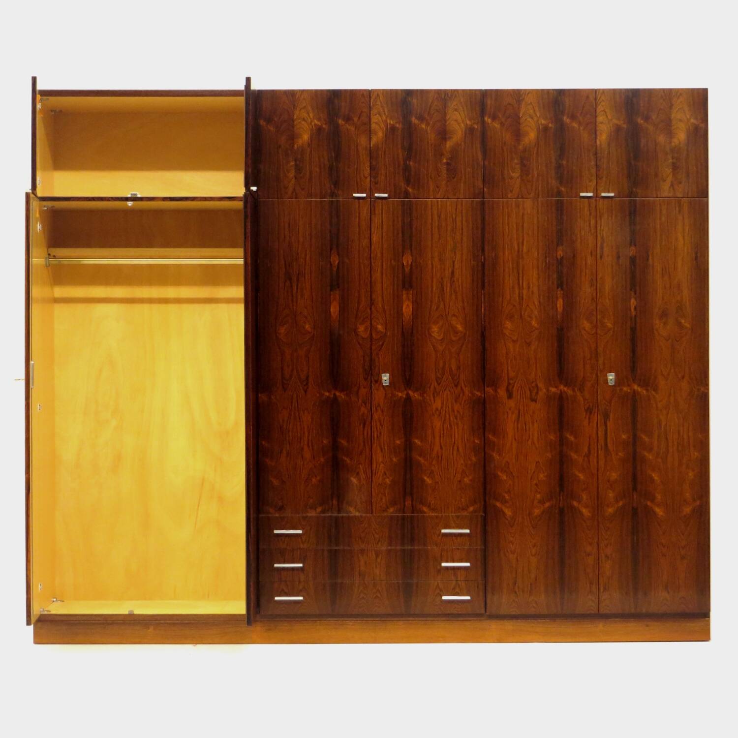 Large vintage mid century modern XL wardrobe with drawers in rosewood 1960s