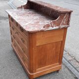 Oak and marble chest of drawers
