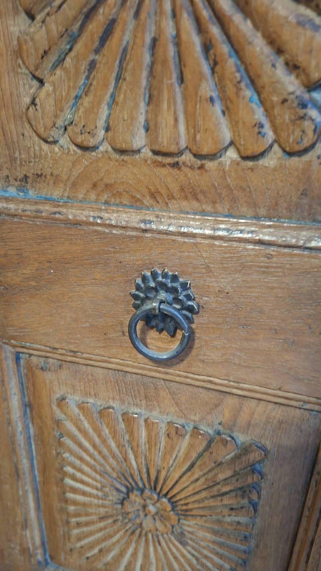 Antique Indian teak carved wardrobe