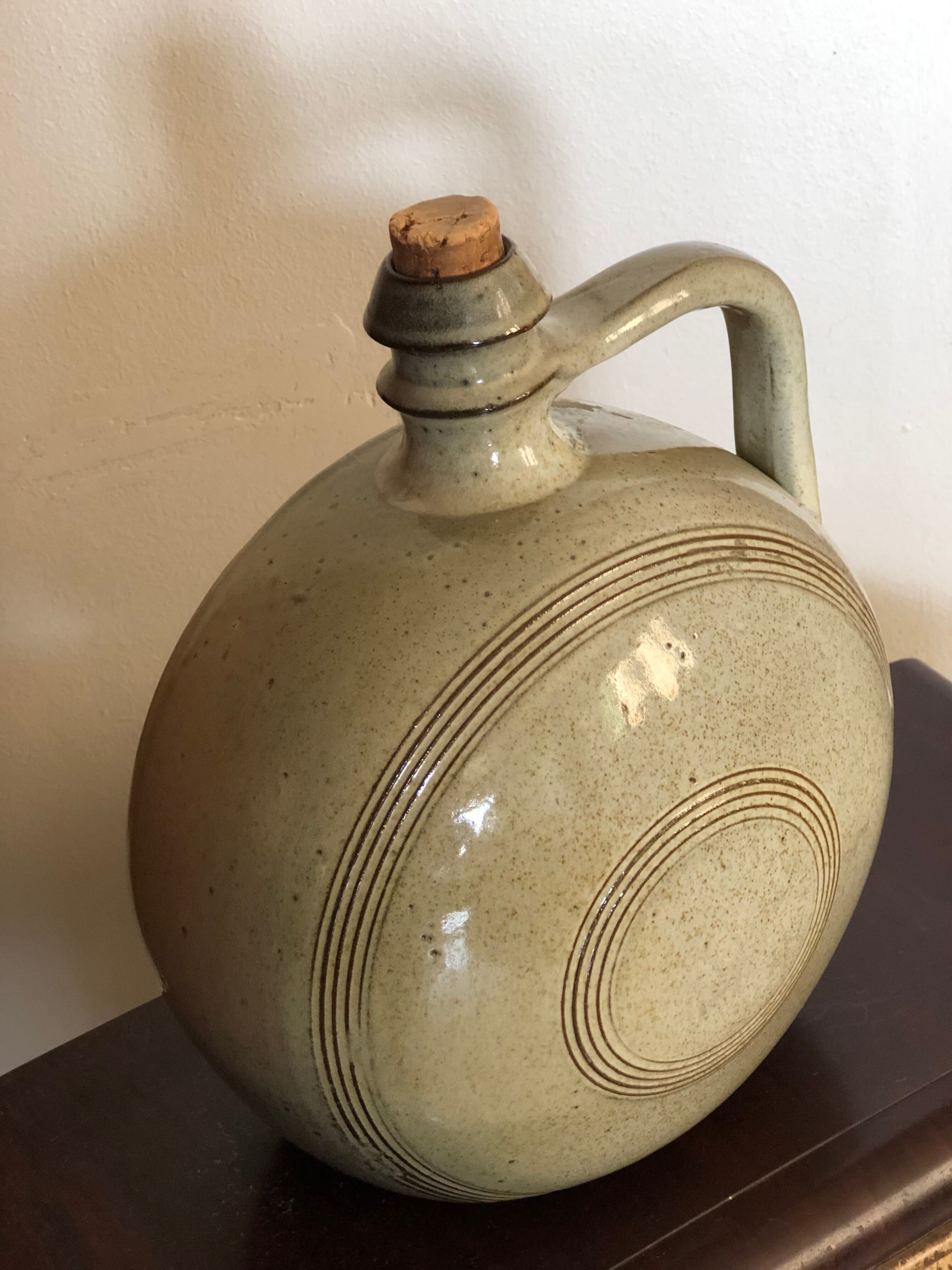 Enamelled sandstone flask