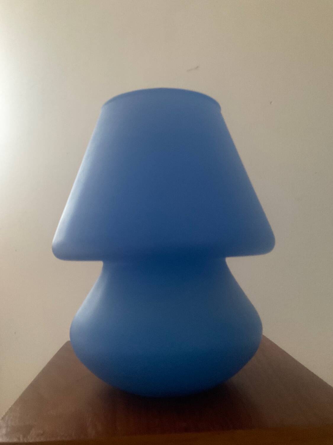 Lampe champignon vintage en verre bleu