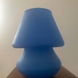 Vintage blue glass mushroom lamp