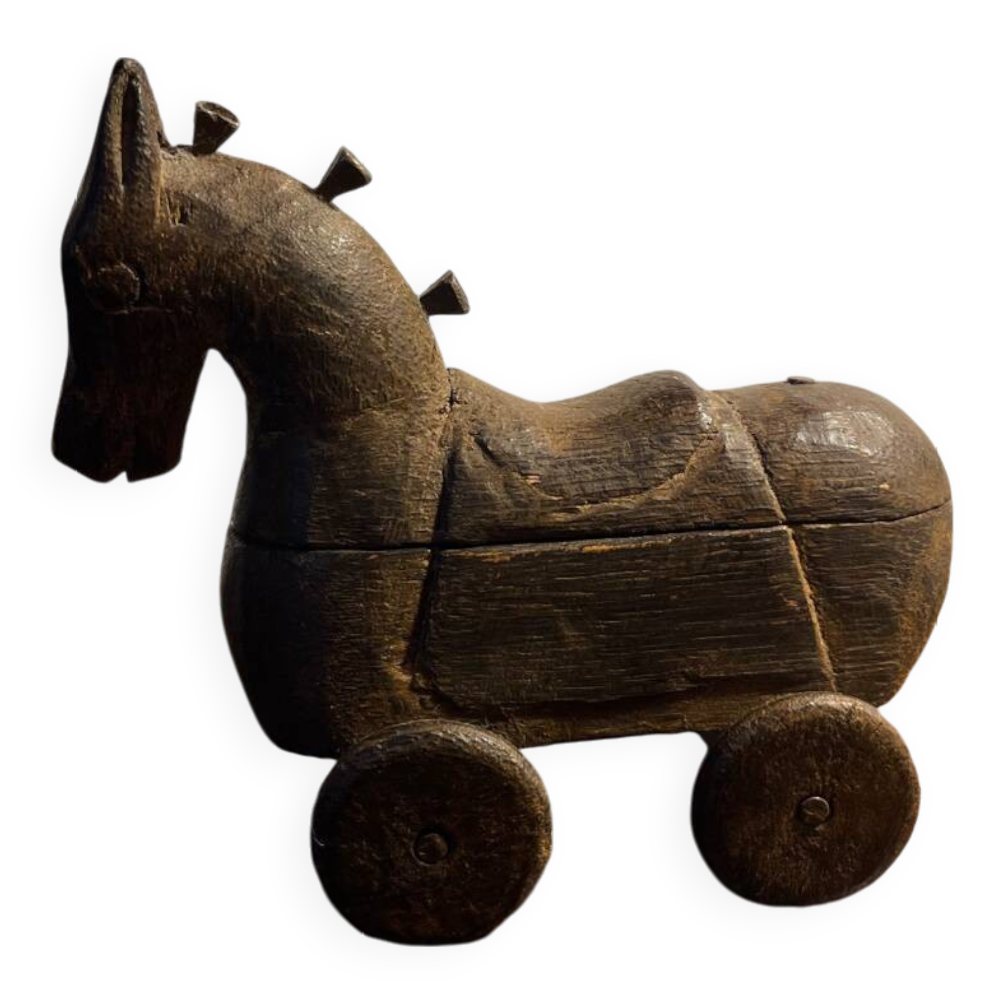Cheval art populaire en bois sculpté