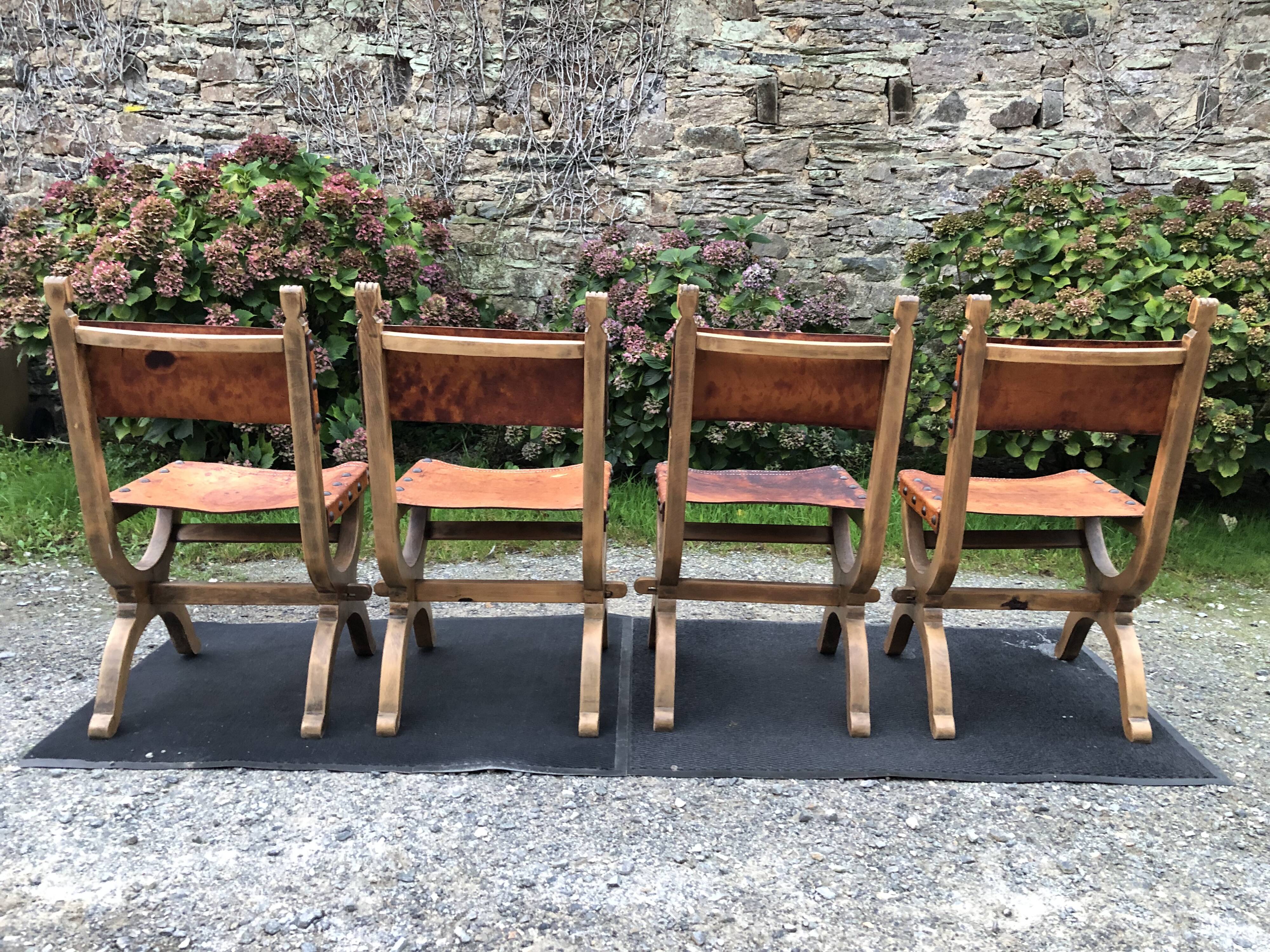 Set of 4 vintage brutalist chairs by Bram Sprij, Netherlands 1960s. in beech.