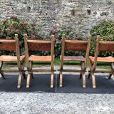 Set of 4 vintage brutalist chairs by Bram Sprij, Netherlands 1960s. in beech.