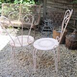 Pair of years 40-50 white metal garden chairs