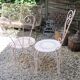 Paire de chaises de jardin Années 40-50 en métal blanc