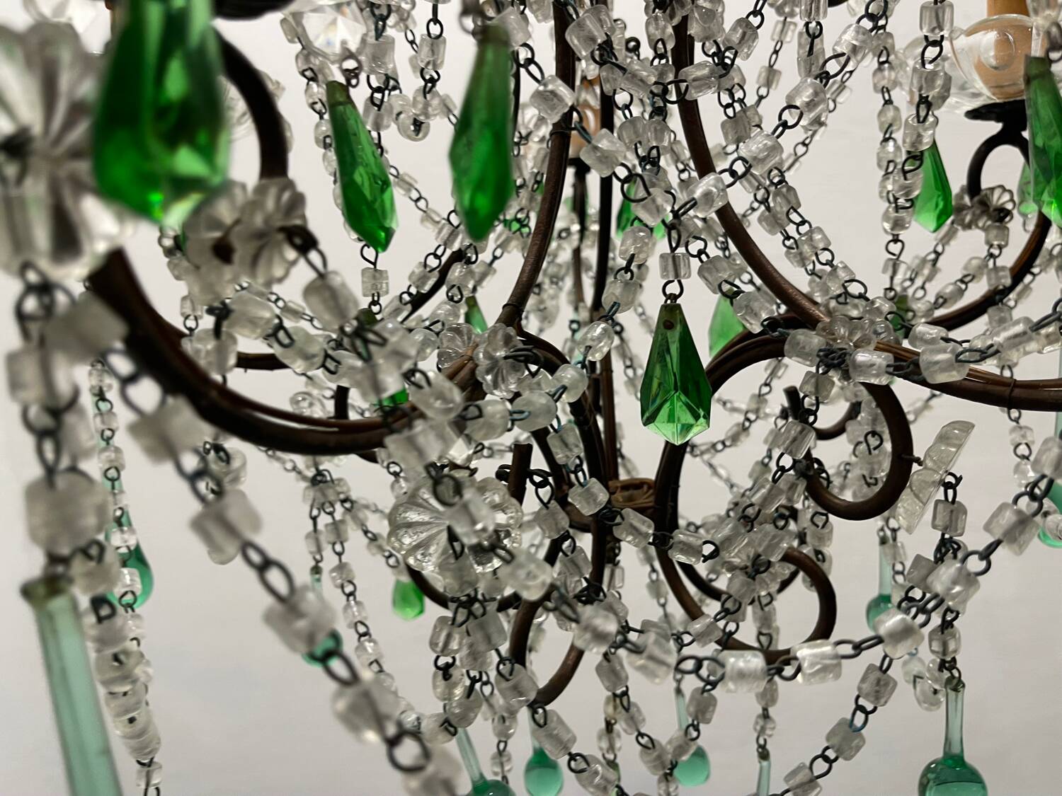 Green Murano Macaroni Chandelier 1950’s