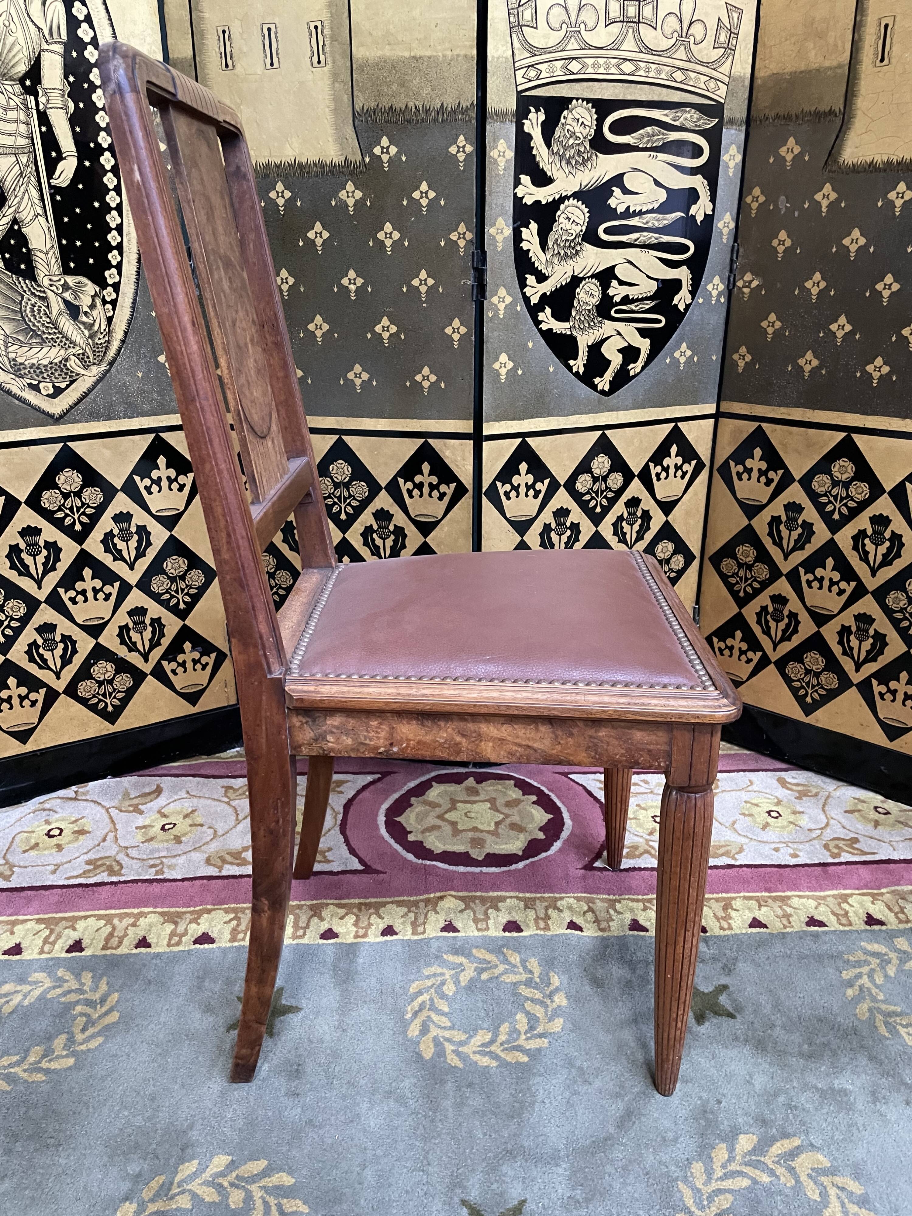 6 Art Deco period chairs in mahogany and leather