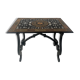 Blackened wood display table with marquetry top, Spain, 19th century.