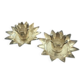 Paire de bougeoirs en laiton en forme de fleur de lotus