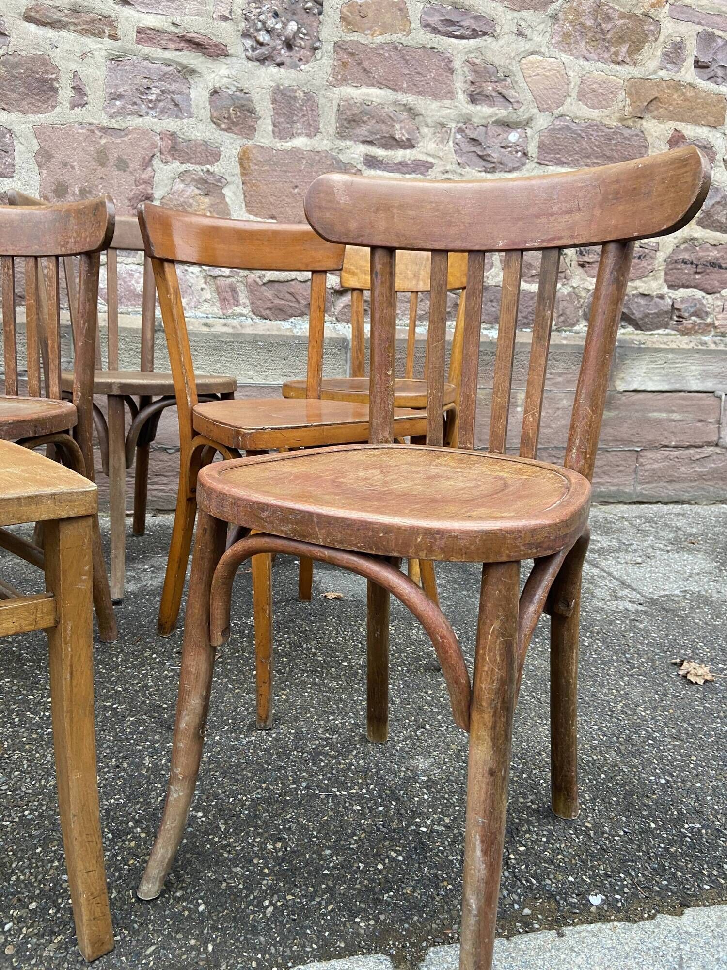 Set of 20 chairs bistro coffee wood curved vintage