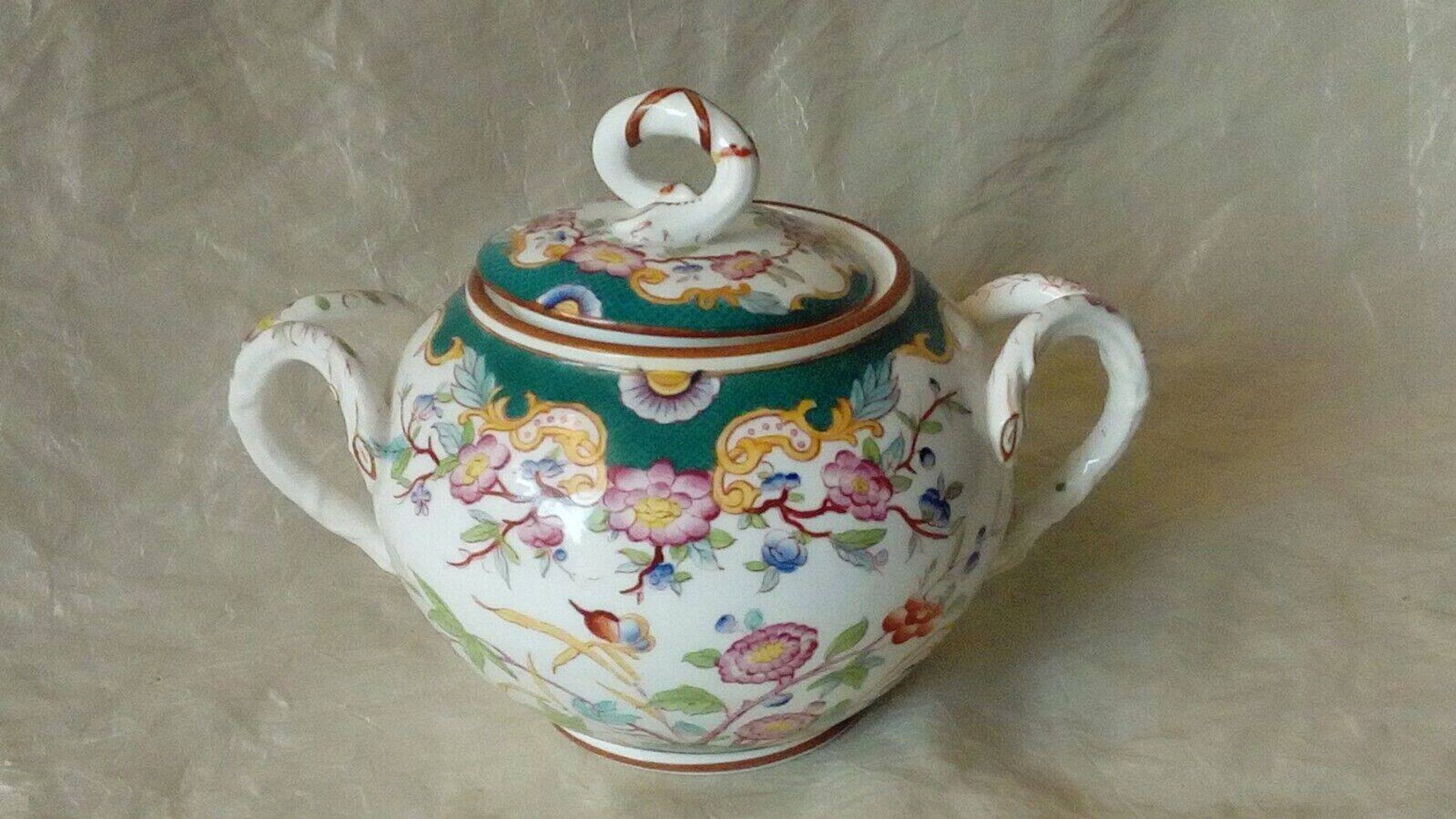 Sarreguemines earthenware sugar bowl minton decor model 5/215
