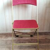 Chaise pliante velours rose