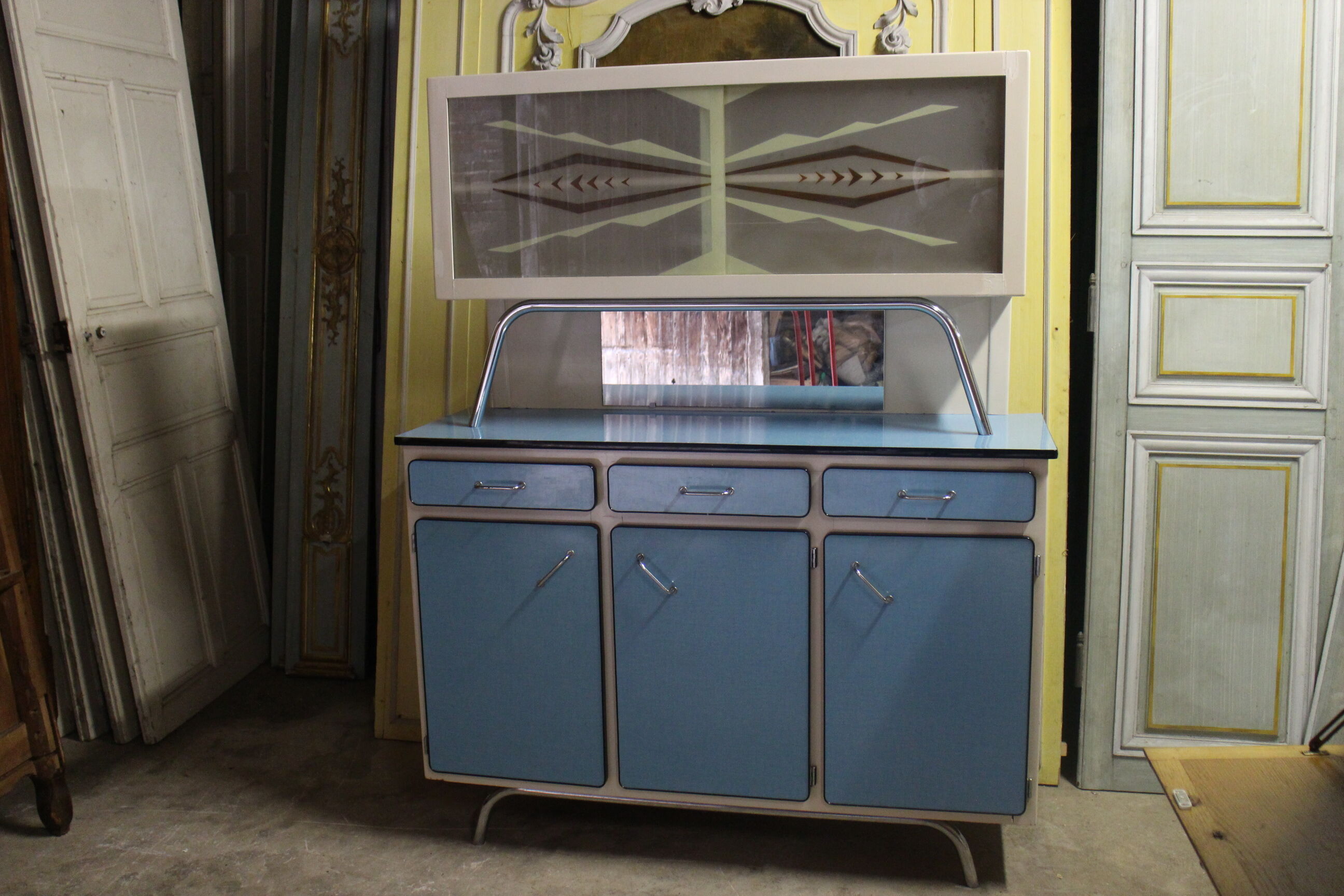 Vintage blue formica buffet