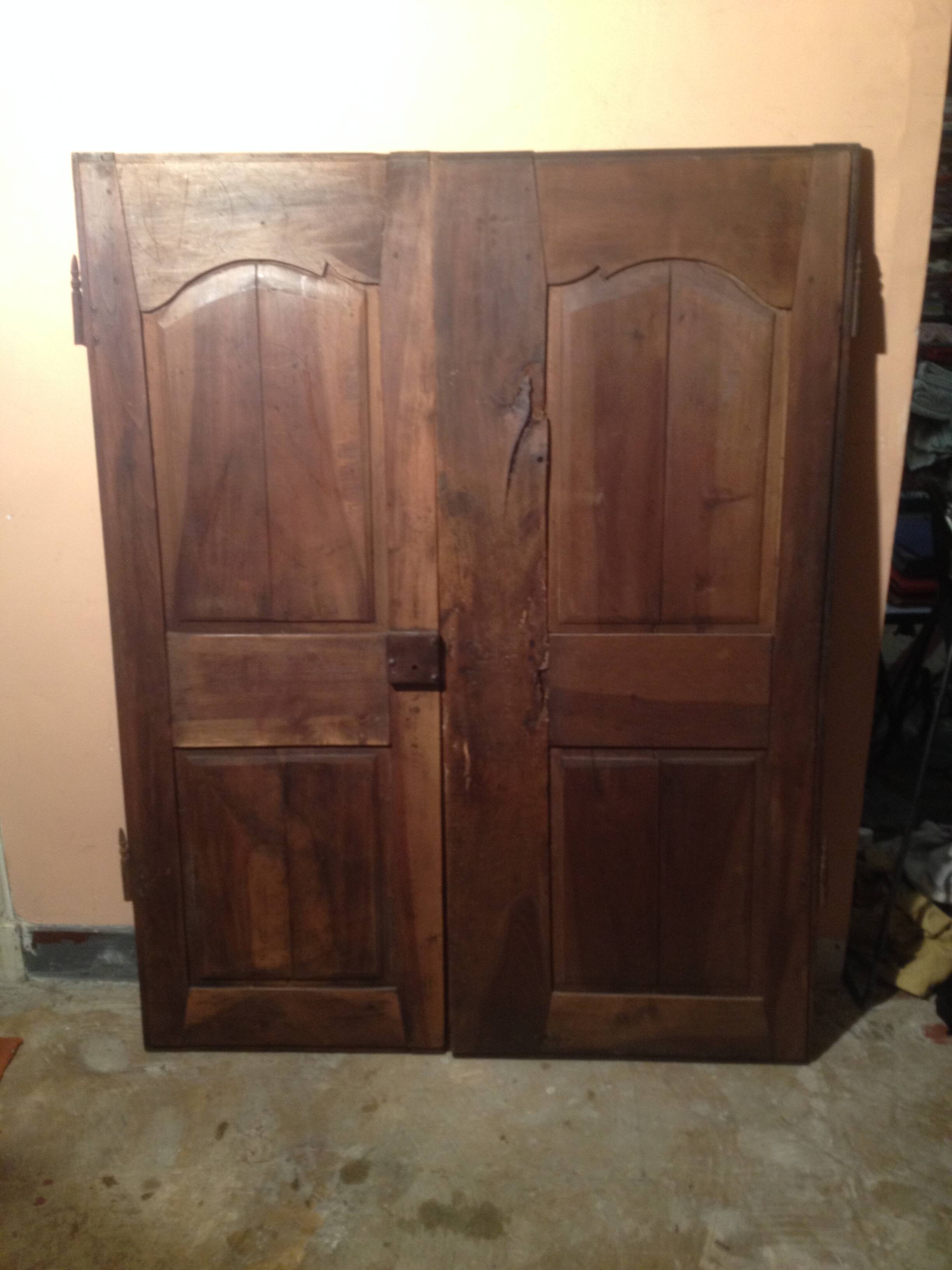 Pair of old doors in solid walnut