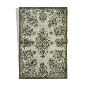 Handmade hi-low pile oriental grey rug, 1980s, 206 cm x 297 cm