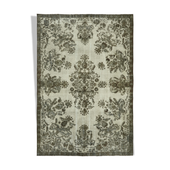 Handmade hi-low pile oriental grey rug, 1980s, 206 cm x 297 cm