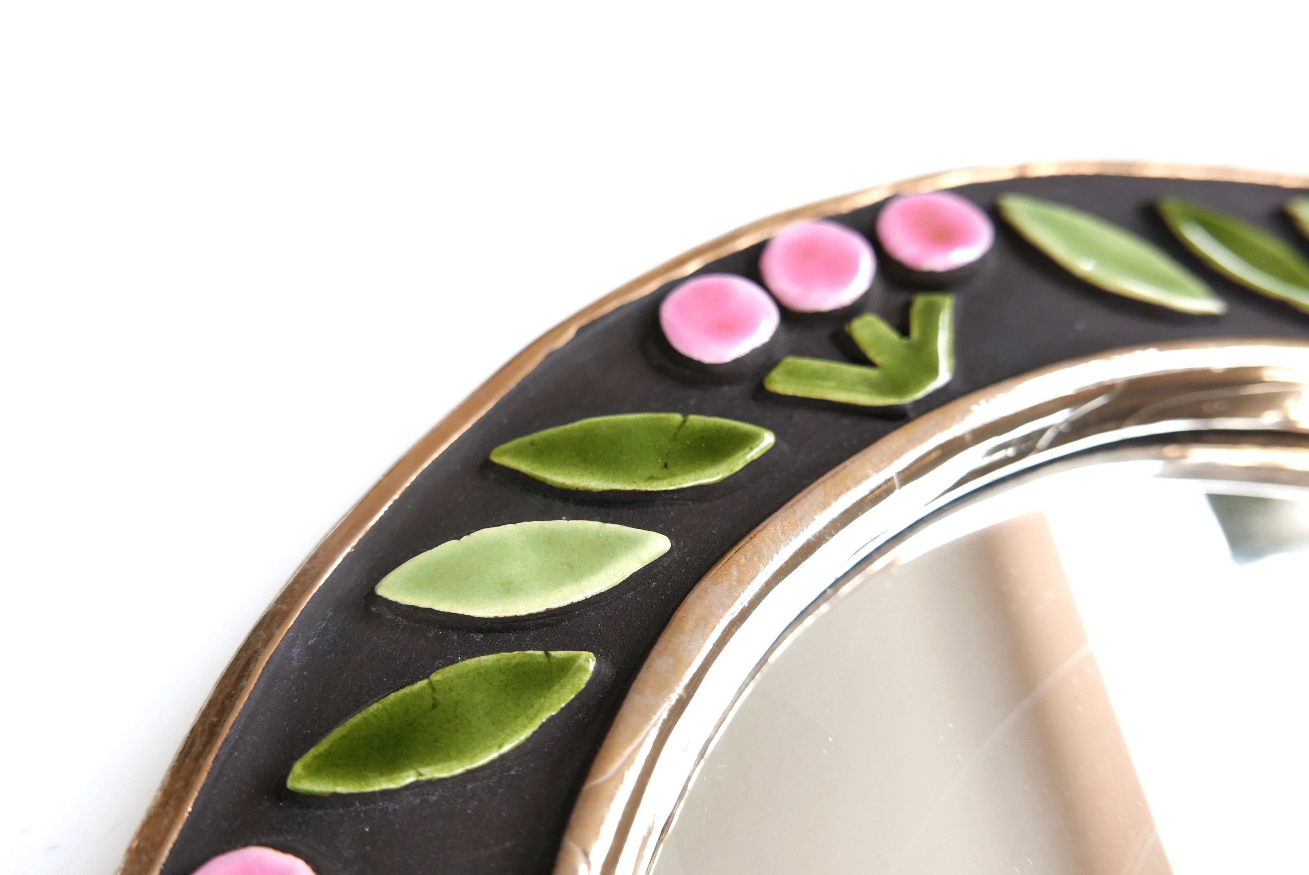 Mithé Espelt's mirror decorated with cherries, 1950s 23cm