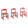 Set of 3 Swedish dining chairs in red with papercord weaving