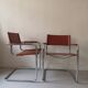 pair of tibular chairs design metal and leather, 1970