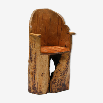 Fauteuil en bois organique wabi-sabi - années 1830