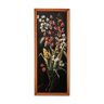 Painting, signed oil painting: flowers on a black background, 50s