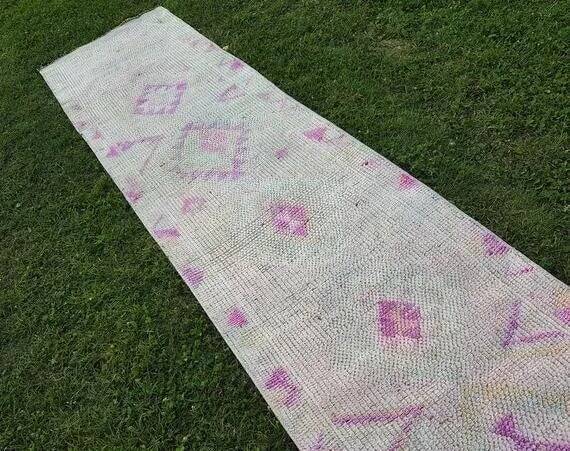 Vintage Turkish hallway rug 78x351 cm