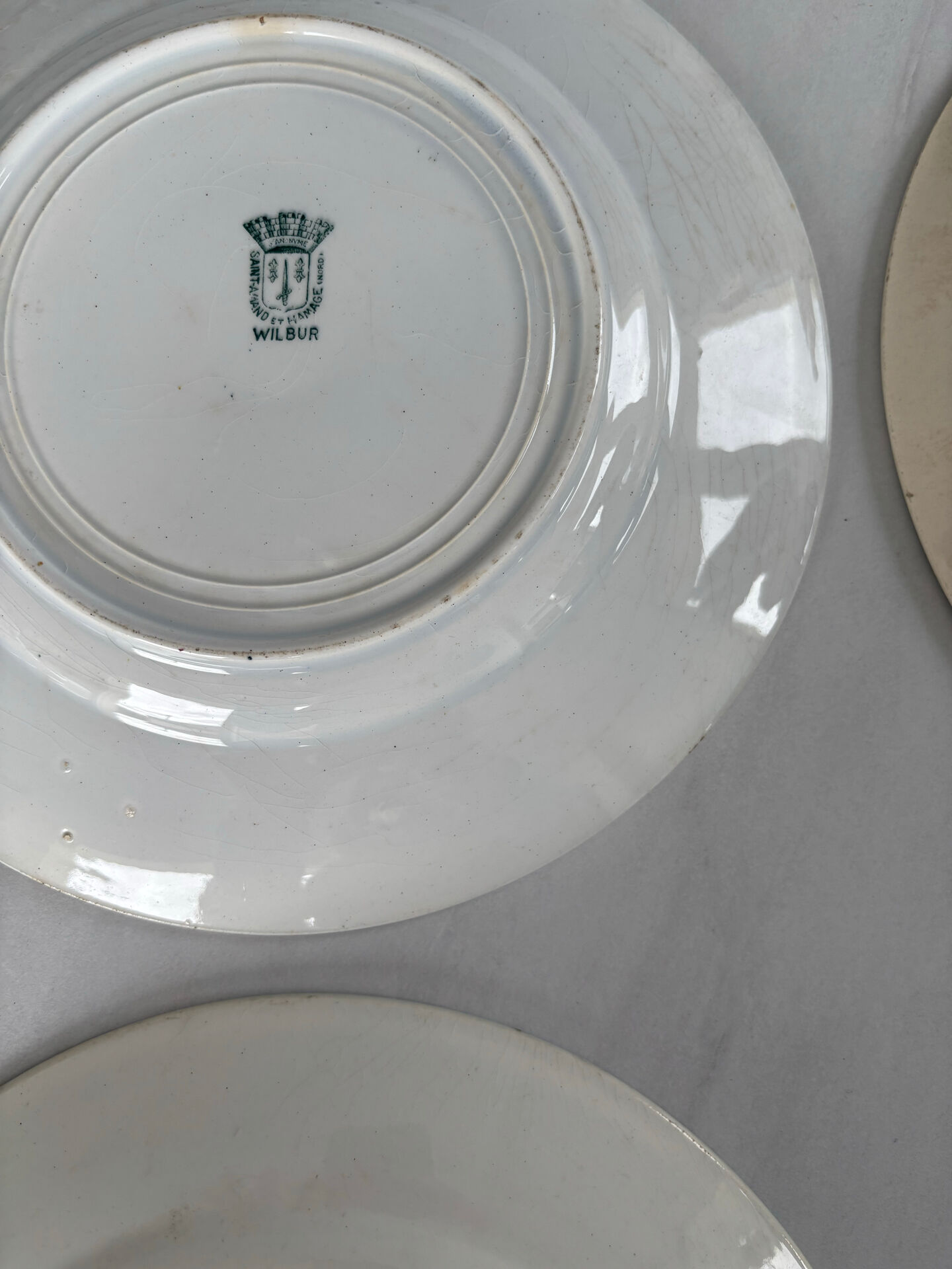Compositions 6 green ironstone plates - Sarreguemines earthenware