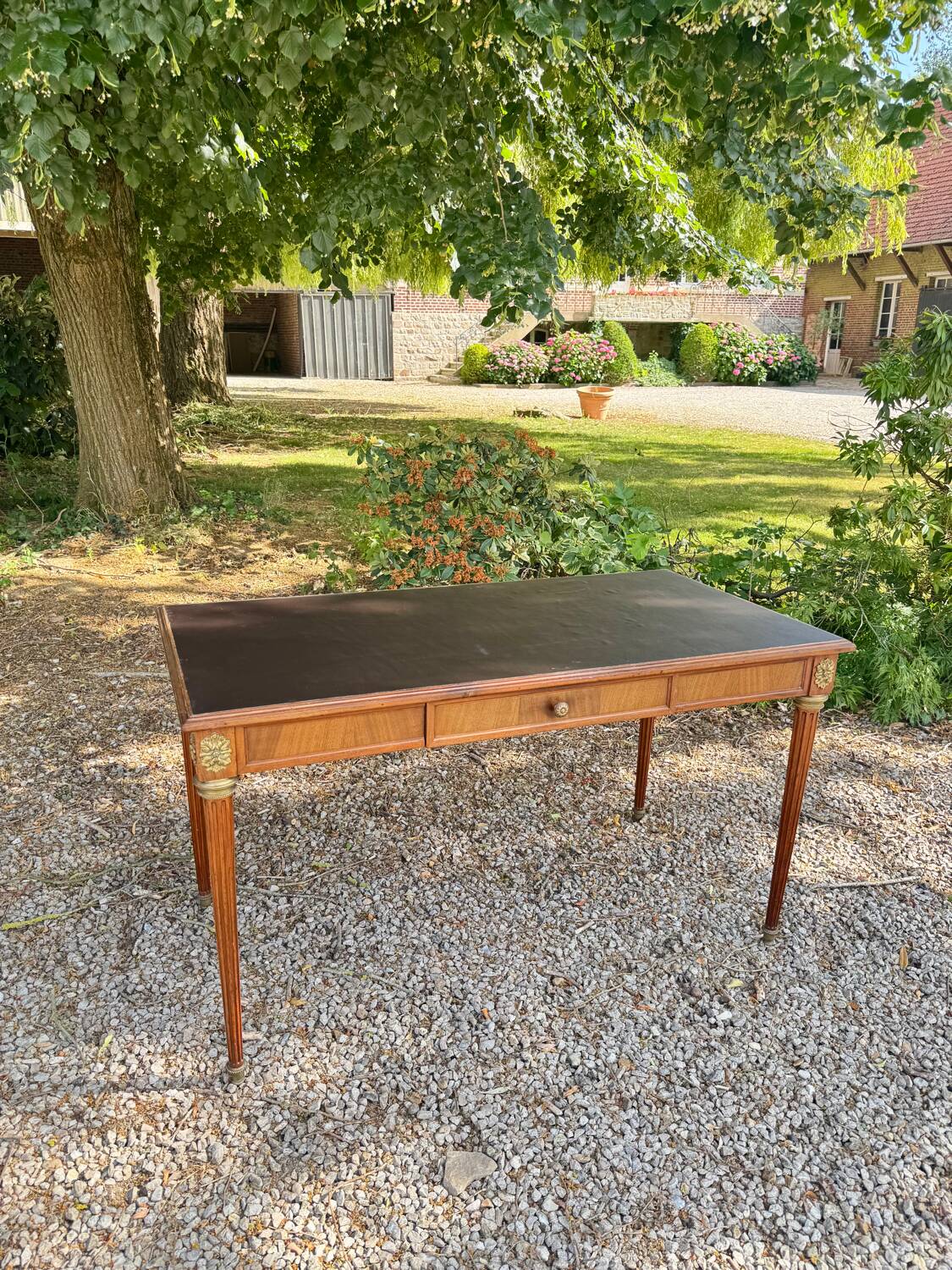Louis XVI style mahogany flat desk, 19th century