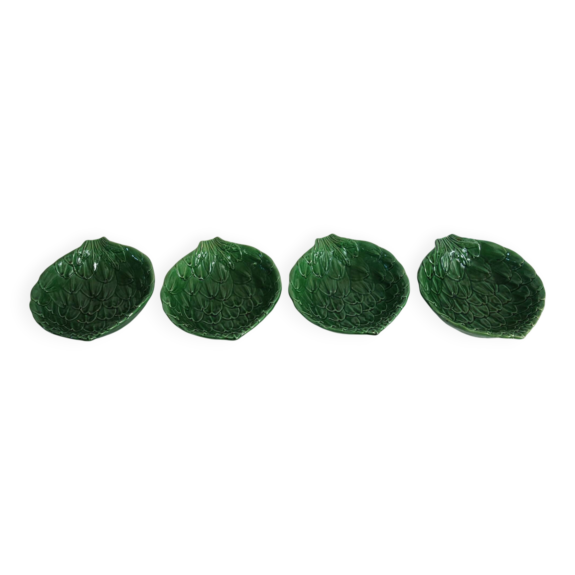 4 vintage slipware artichoke bowls