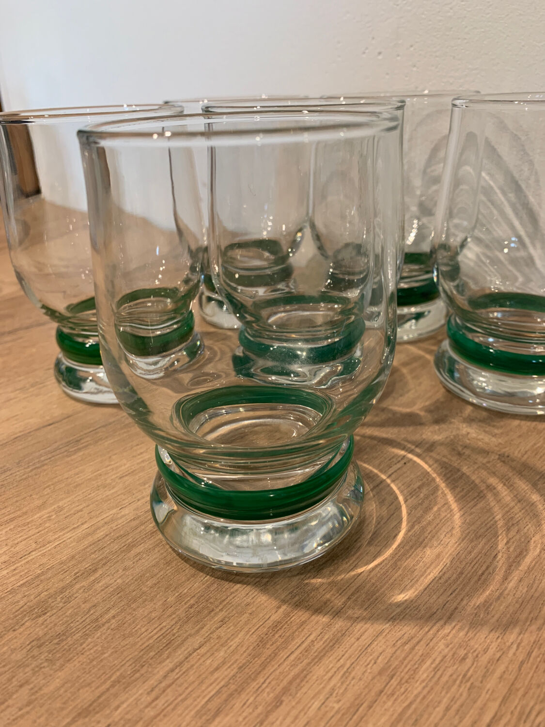 6 verres à eau soda avec bague liseret vert