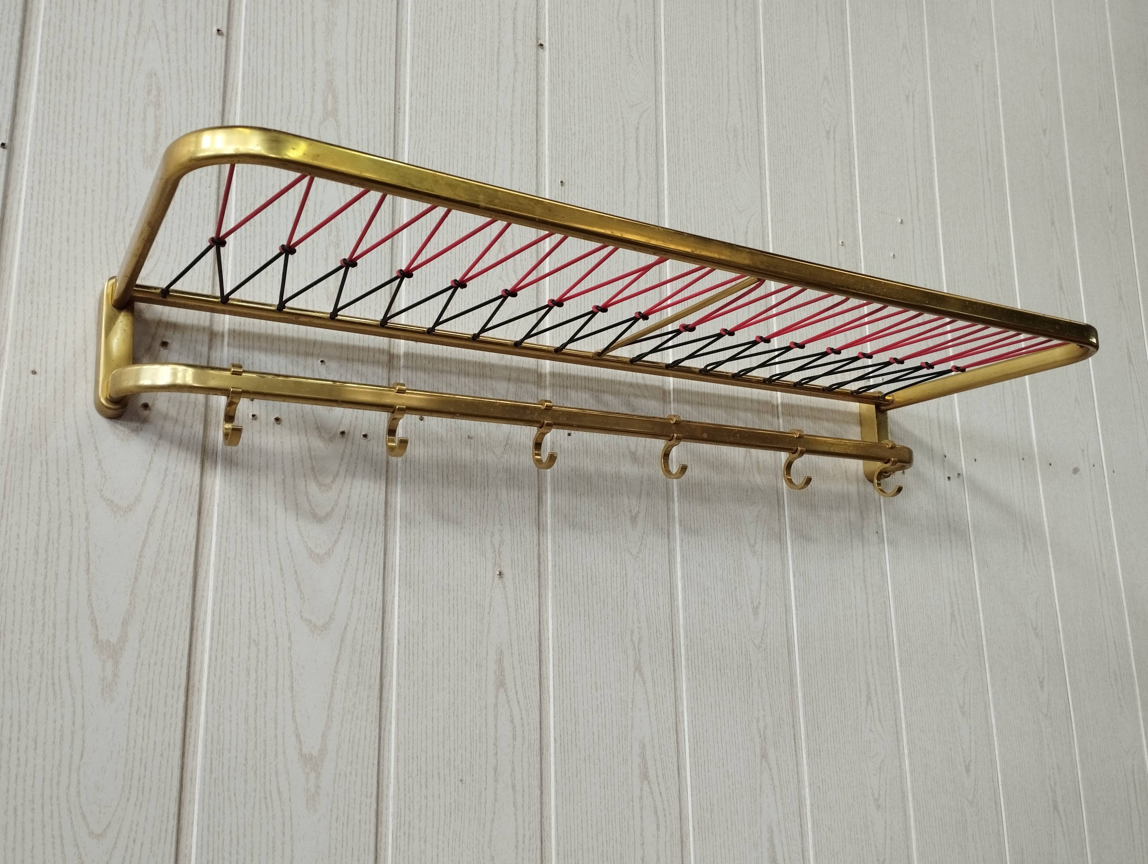Vintage gold metal and scoubidou coat rack
